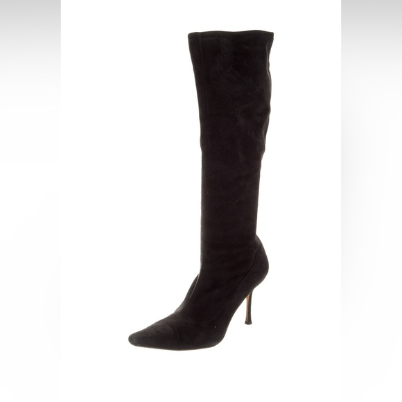Jimmy Choo Black Suede Stretch Knee-High Boots IT 41 - Picture 4 of 7
